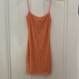 Princess Polly Orange Floral Slip Dress Size 2
